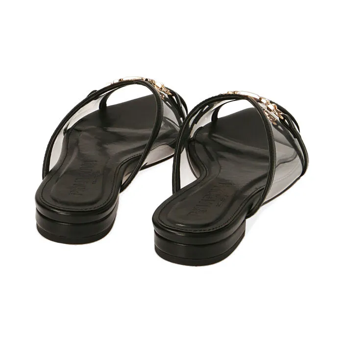 Sandali flat neri in pvc