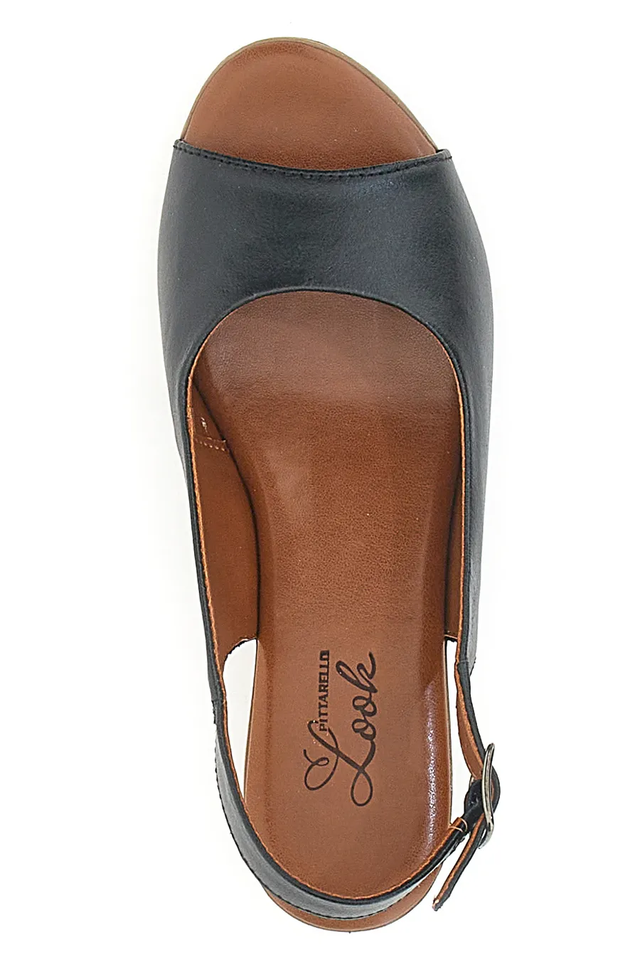 Sandali Flat Neri In Vera Pelle Con Tacco 4 Cm Pittarello Look 243065