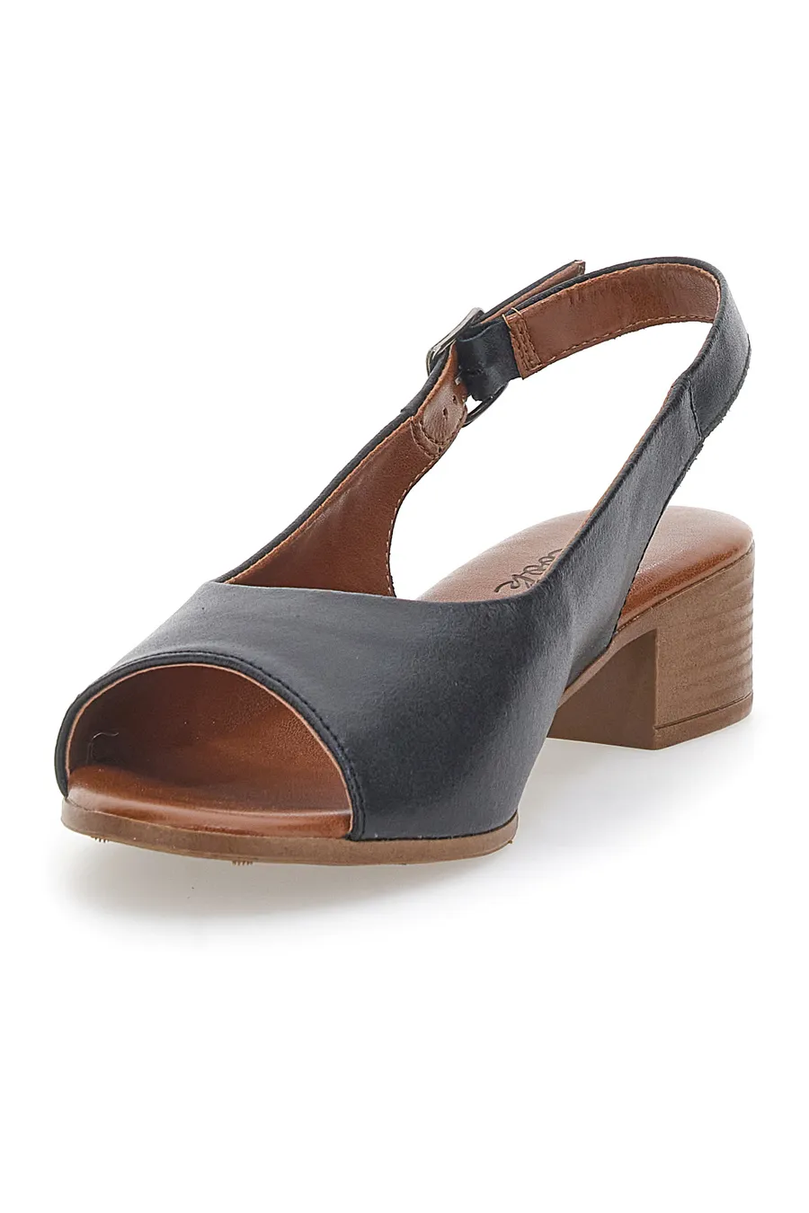 Sandali Flat Neri In Vera Pelle Con Tacco 4 Cm Pittarello Look 243065
