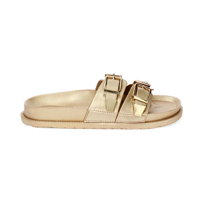 Sandali flat oro con doppia fibbia