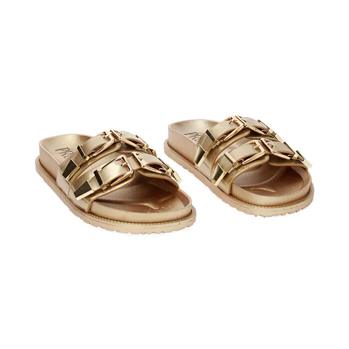 Sandali flat oro con doppia fibbia