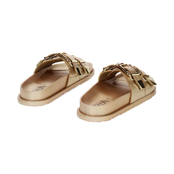 Sandali flat oro con doppia fibbia