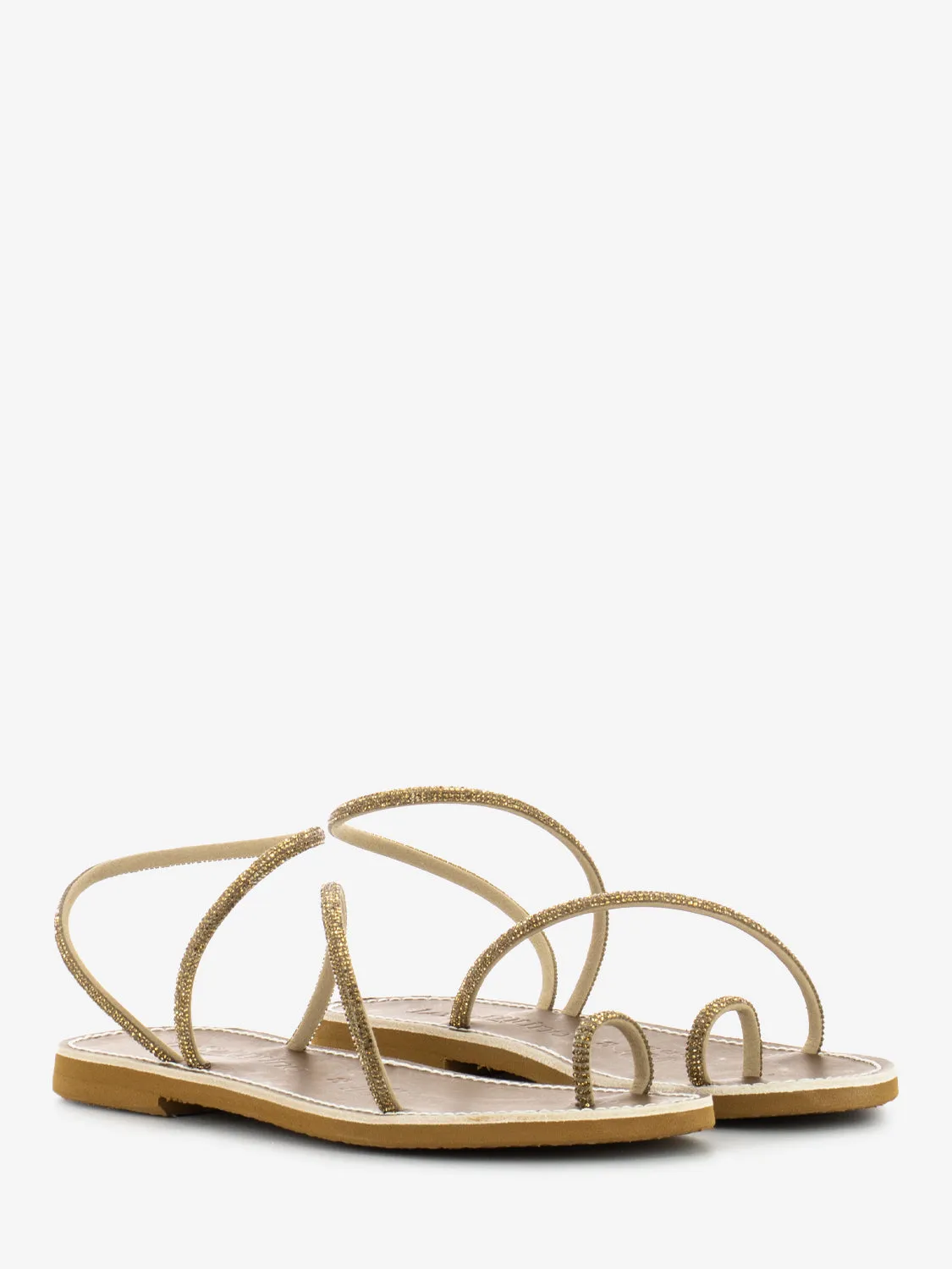 Sandali flat strass oro