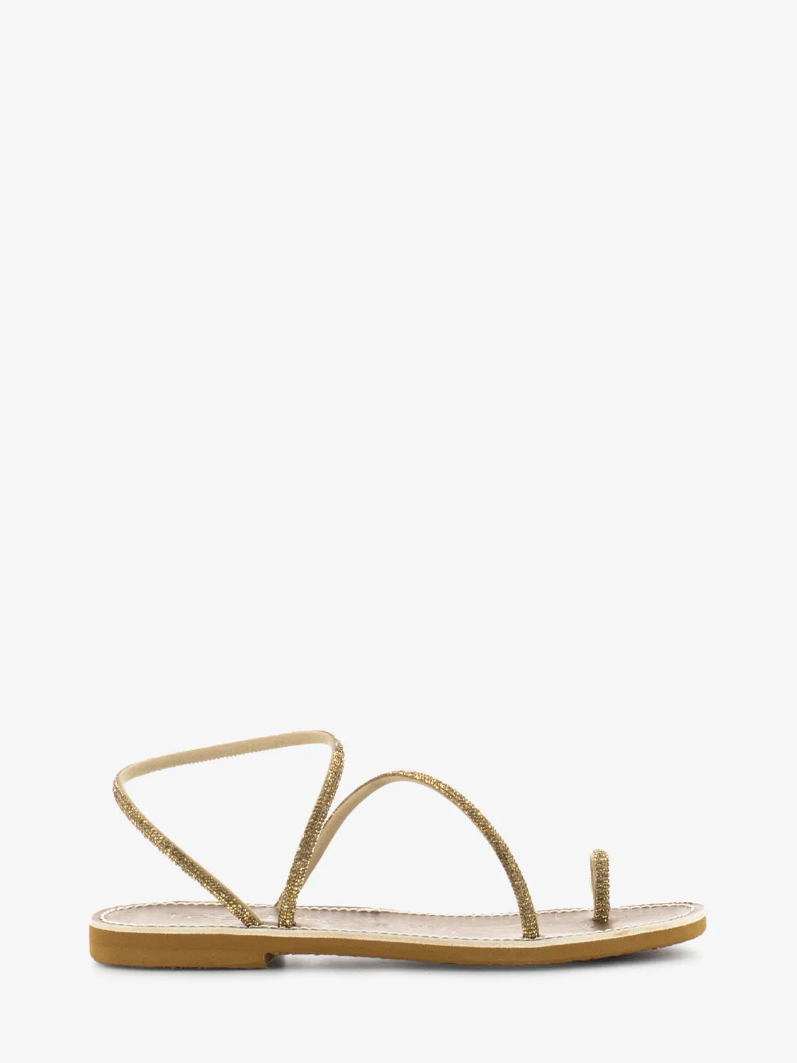 Sandali flat strass oro