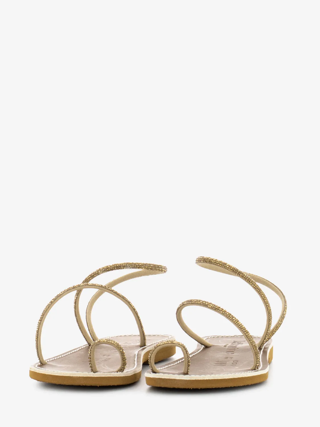 Sandali flat strass oro