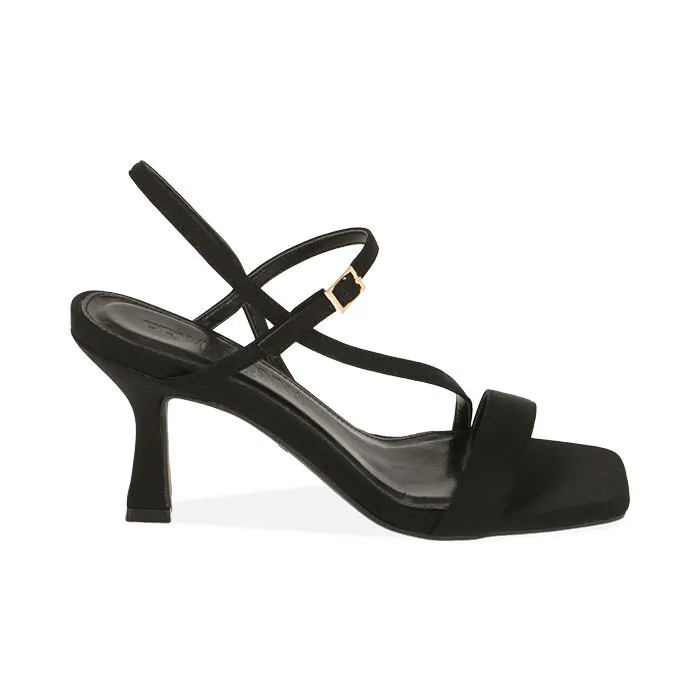 Sandali neri in lycra, tacco 7,5 cm