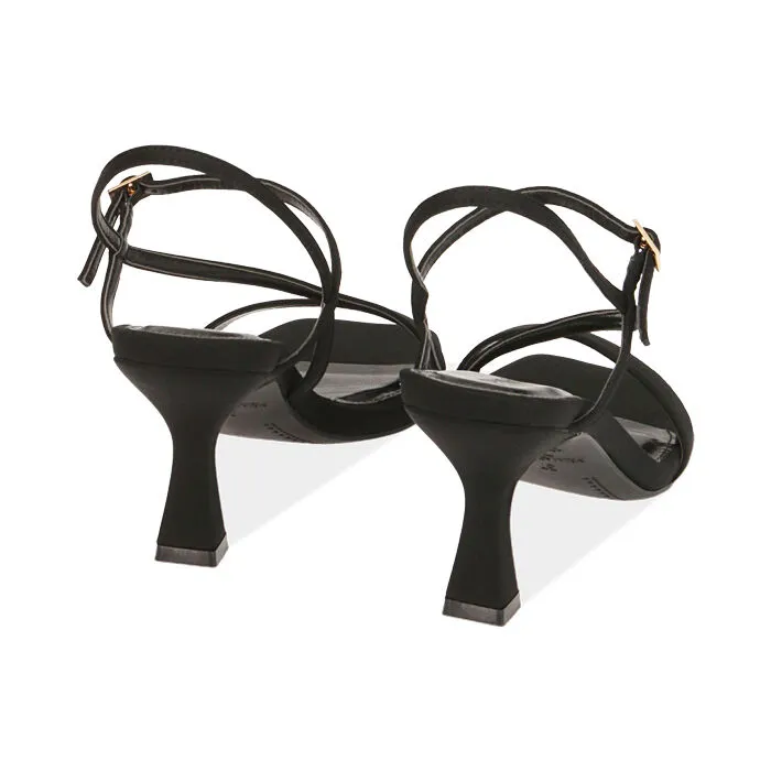 Sandali neri in lycra, tacco 7,5 cm