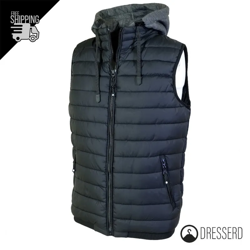 Smanicato Uomo Dresserd con Cappuccio in Felpa Smontabile Smanicati Invernali