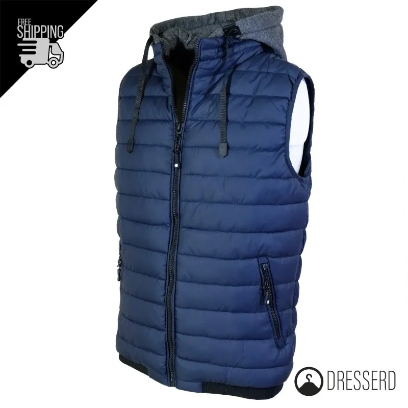 Smanicato Uomo Dresserd con Cappuccio in Felpa Smontabile Smanicati Invernali