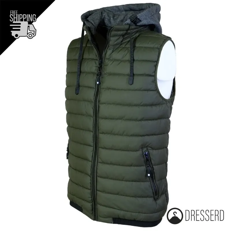 Smanicato Uomo Dresserd con Cappuccio in Felpa Smontabile Smanicati Invernali