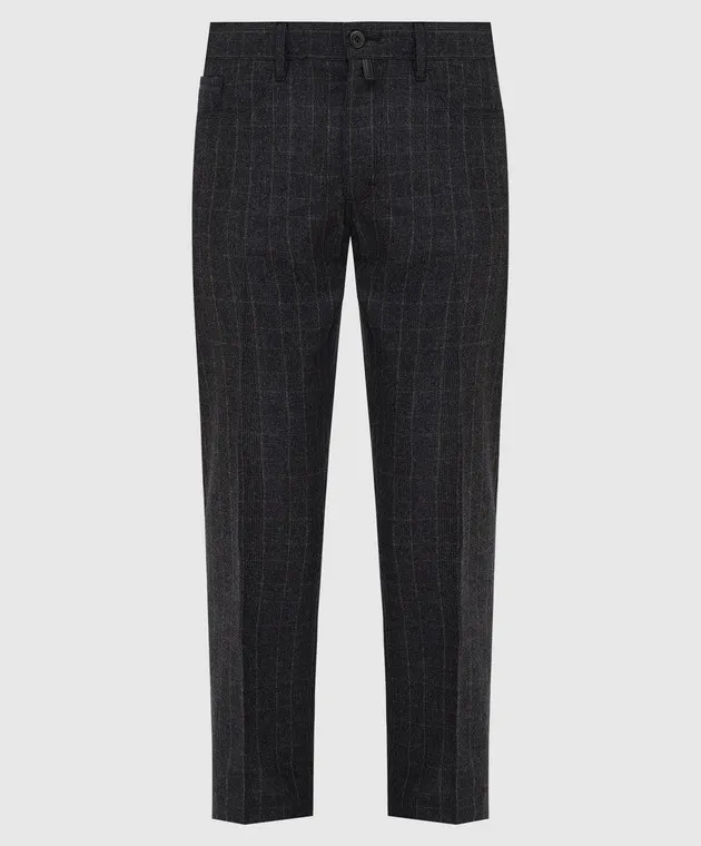Stefano Ricci Pantaloni in lana check color carbone MBT14000208070