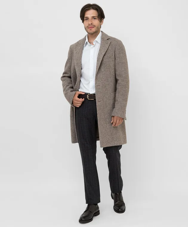 Stefano Ricci Pantaloni in lana check color carbone MBT14000208070