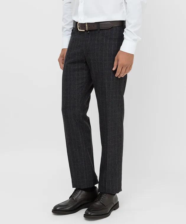 Stefano Ricci Pantaloni in lana check color carbone MBT14000208070