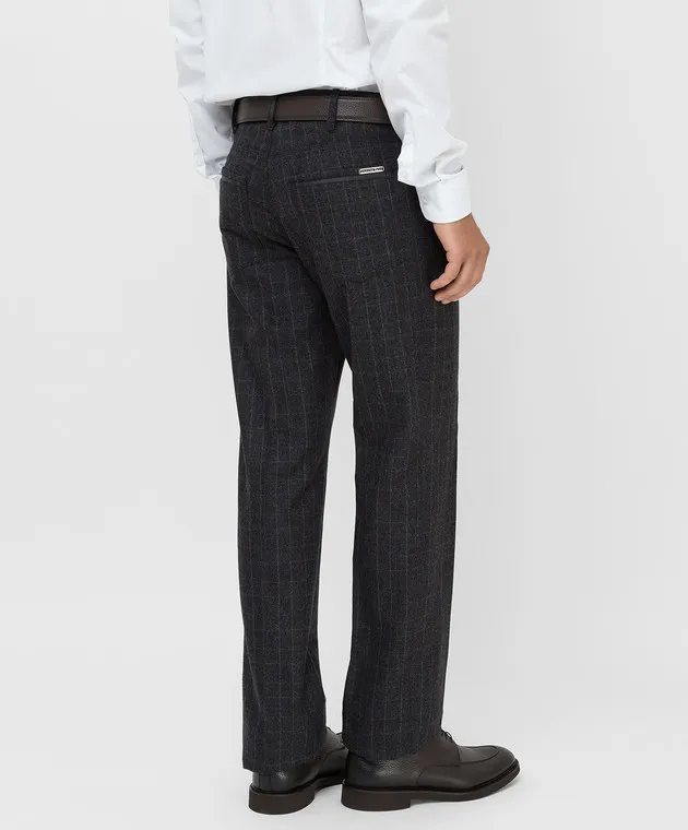 Stefano Ricci Pantaloni in lana check color carbone MBT14000208070