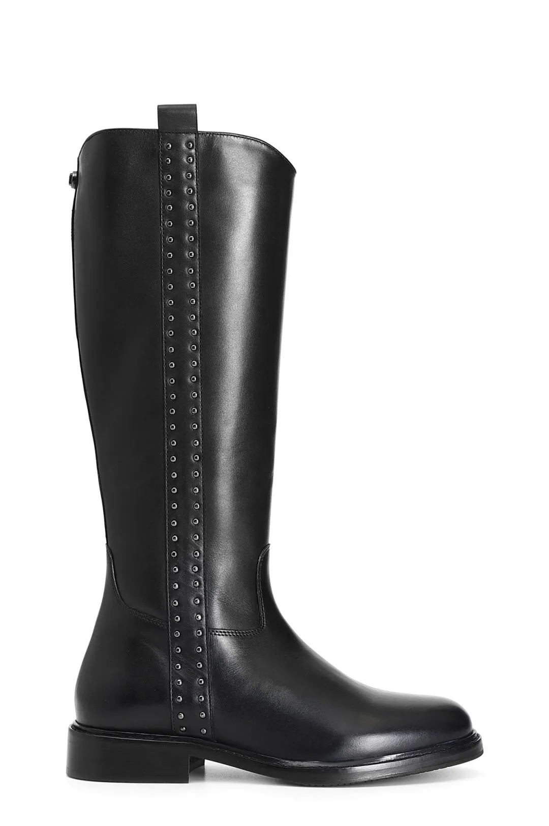 stivale in pelle con borchie laterali nero