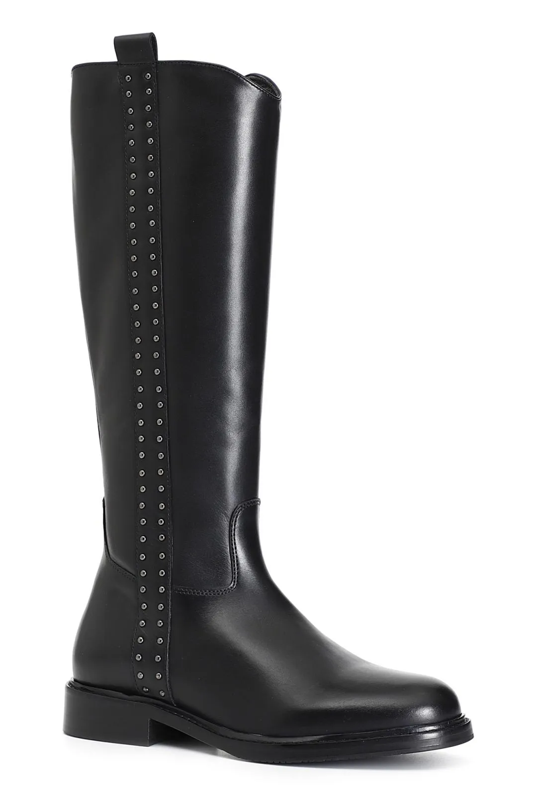 stivale in pelle con borchie laterali nero