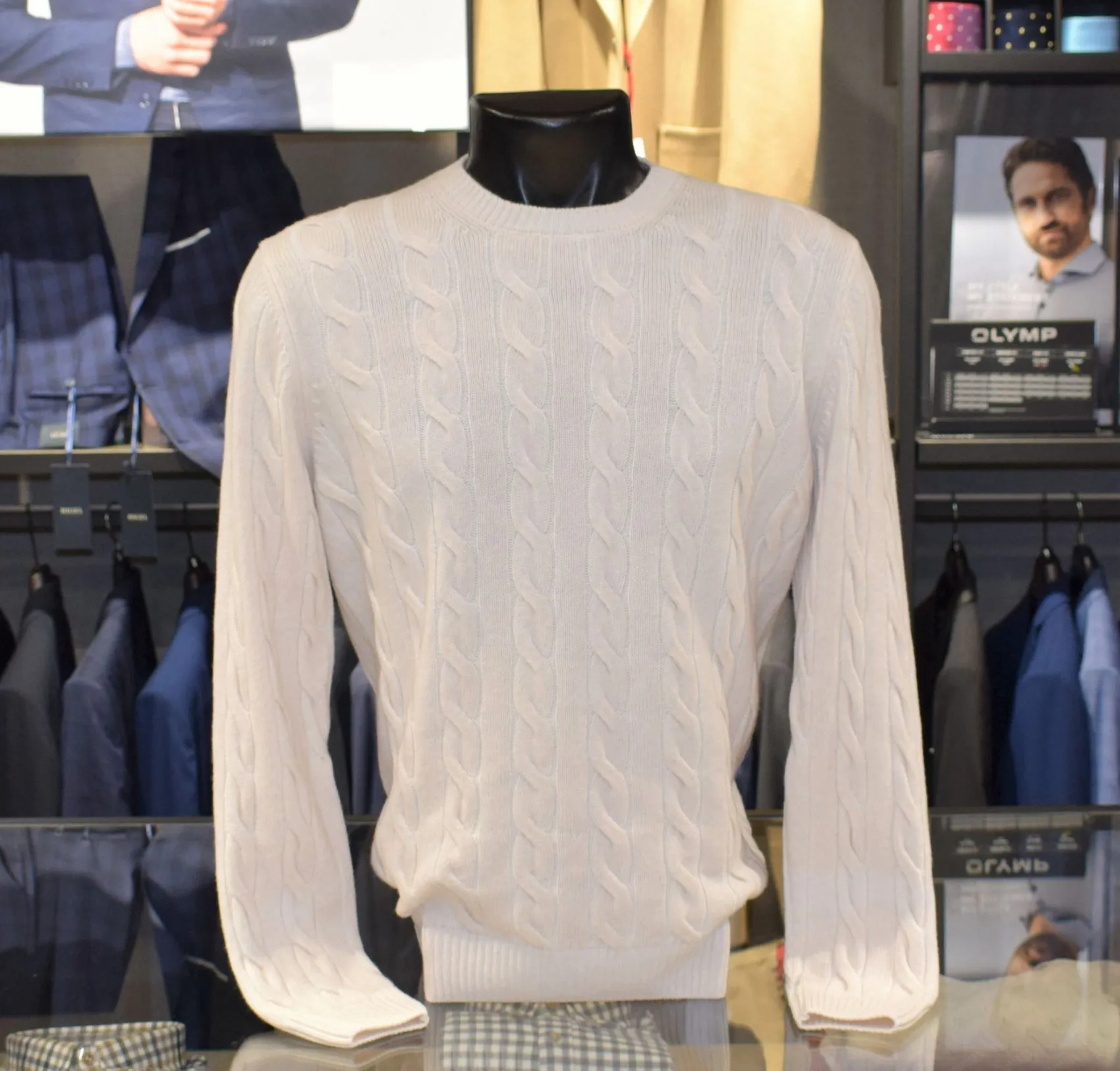 Sweater gran sasso cream braided mixed cashmere