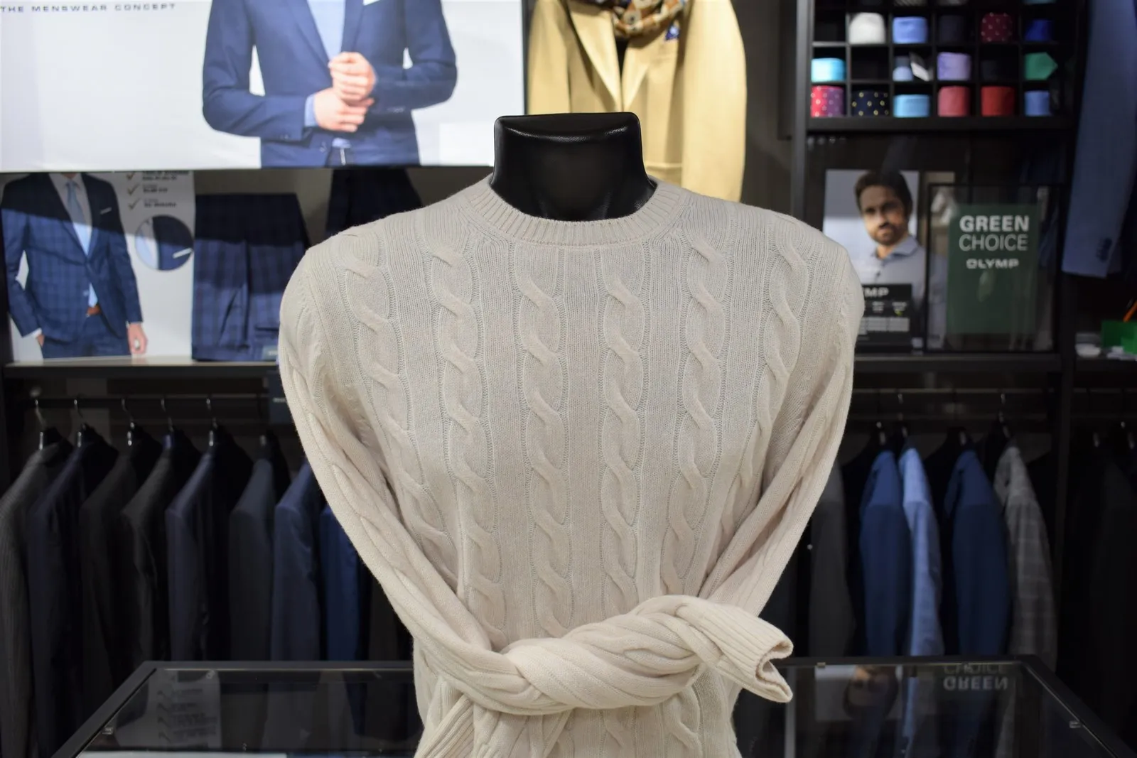 Sweater gran sasso cream braided mixed cashmere