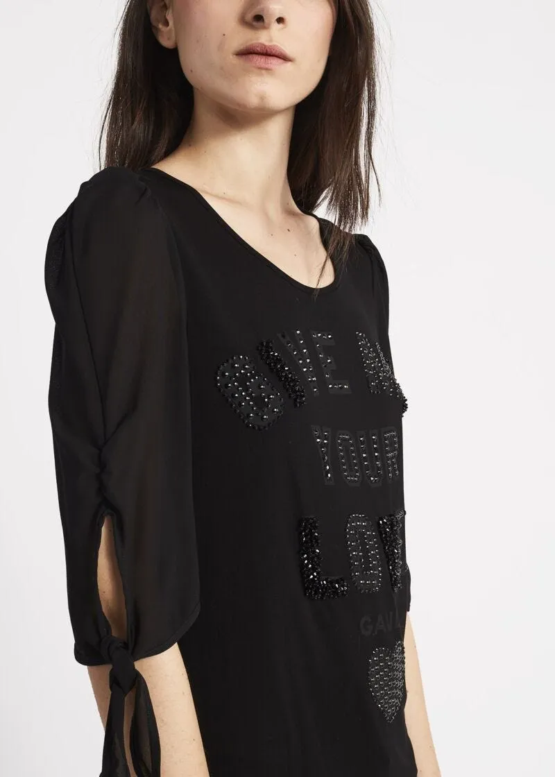 T-shirt con maniche in georgette