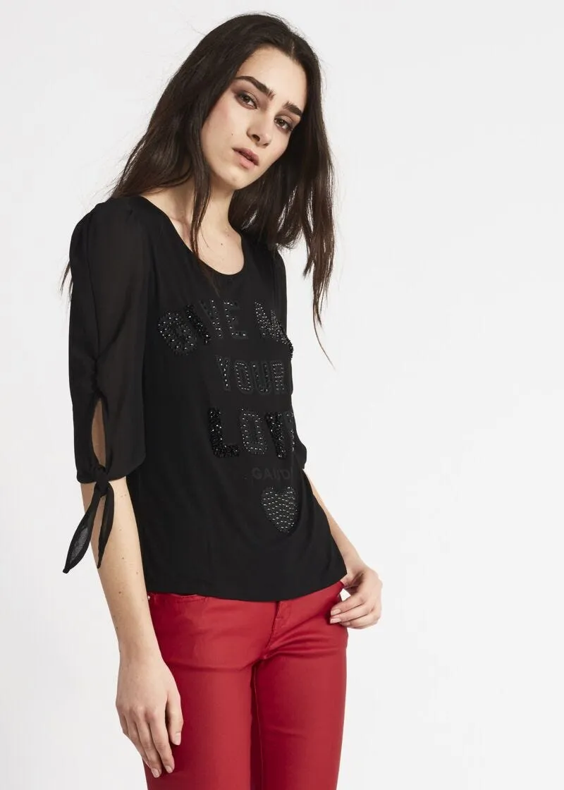 T-shirt con maniche in georgette