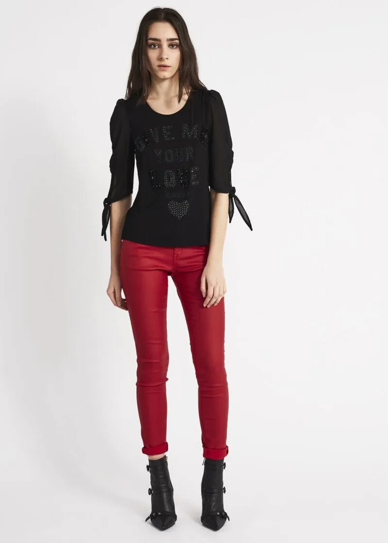 T-shirt con maniche in georgette