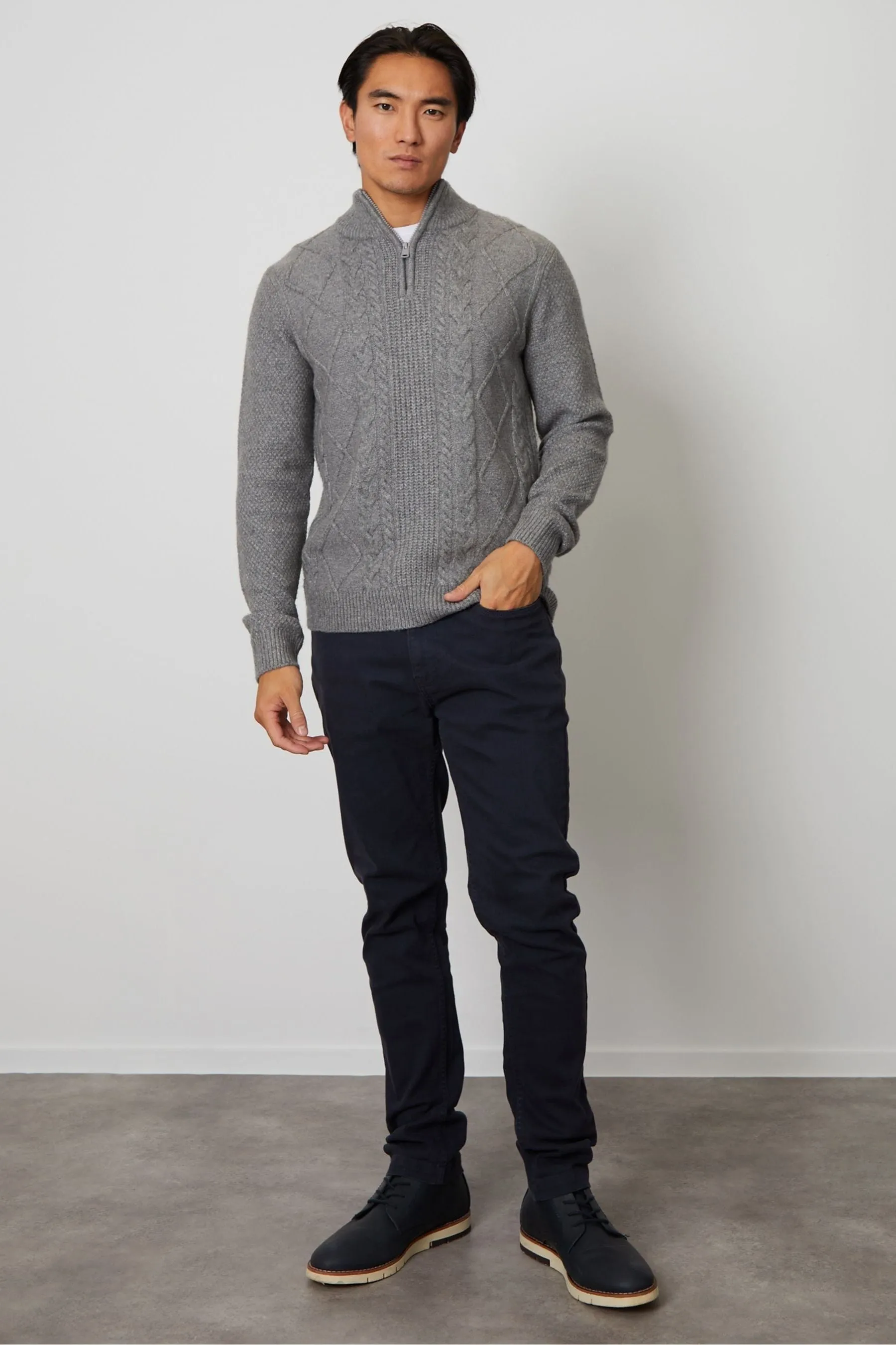 Threadbare maglia lavorata a trecce con zip a 1/4