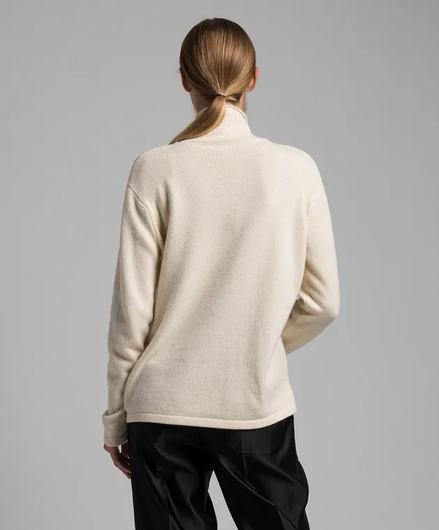 Tom Ford Maglione in cashmere bianco con cintura in pelle MAK723YAX098