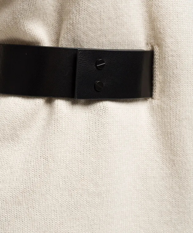 Tom Ford Maglione in cashmere bianco con cintura in pelle MAK723YAX098