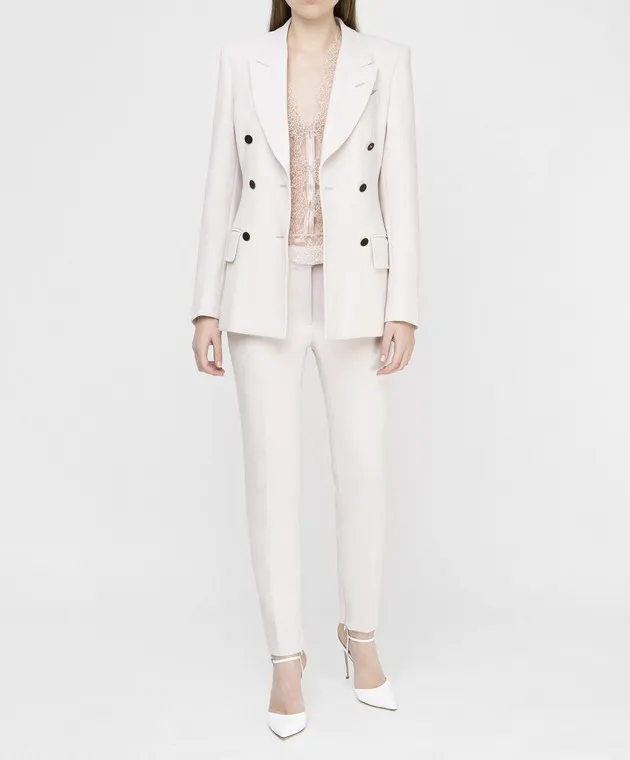 Tom Ford Pantaloni in lana beige chiaro PAW300FAX431