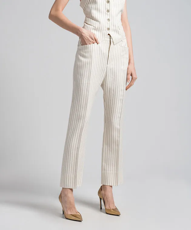 Tom Ford Pantaloni in lana e seta a righe bianche PAW558FAX1158