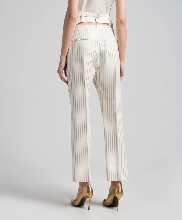 Tom Ford Pantaloni in lana e seta a righe bianche PAW558FAX1158