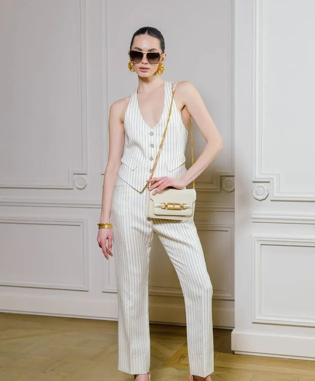 Tom Ford Pantaloni in lana e seta a righe bianche PAW558FAX1158