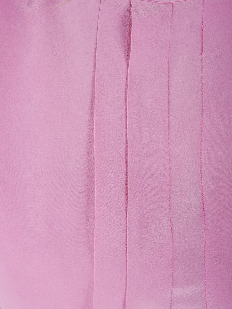 Top in pura seta rosa blush con pieghe