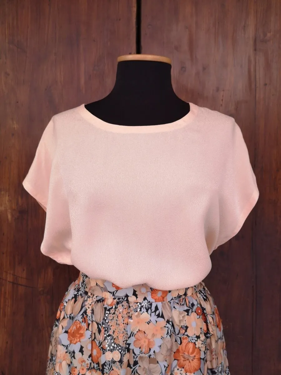 Top in seta rosa cipria