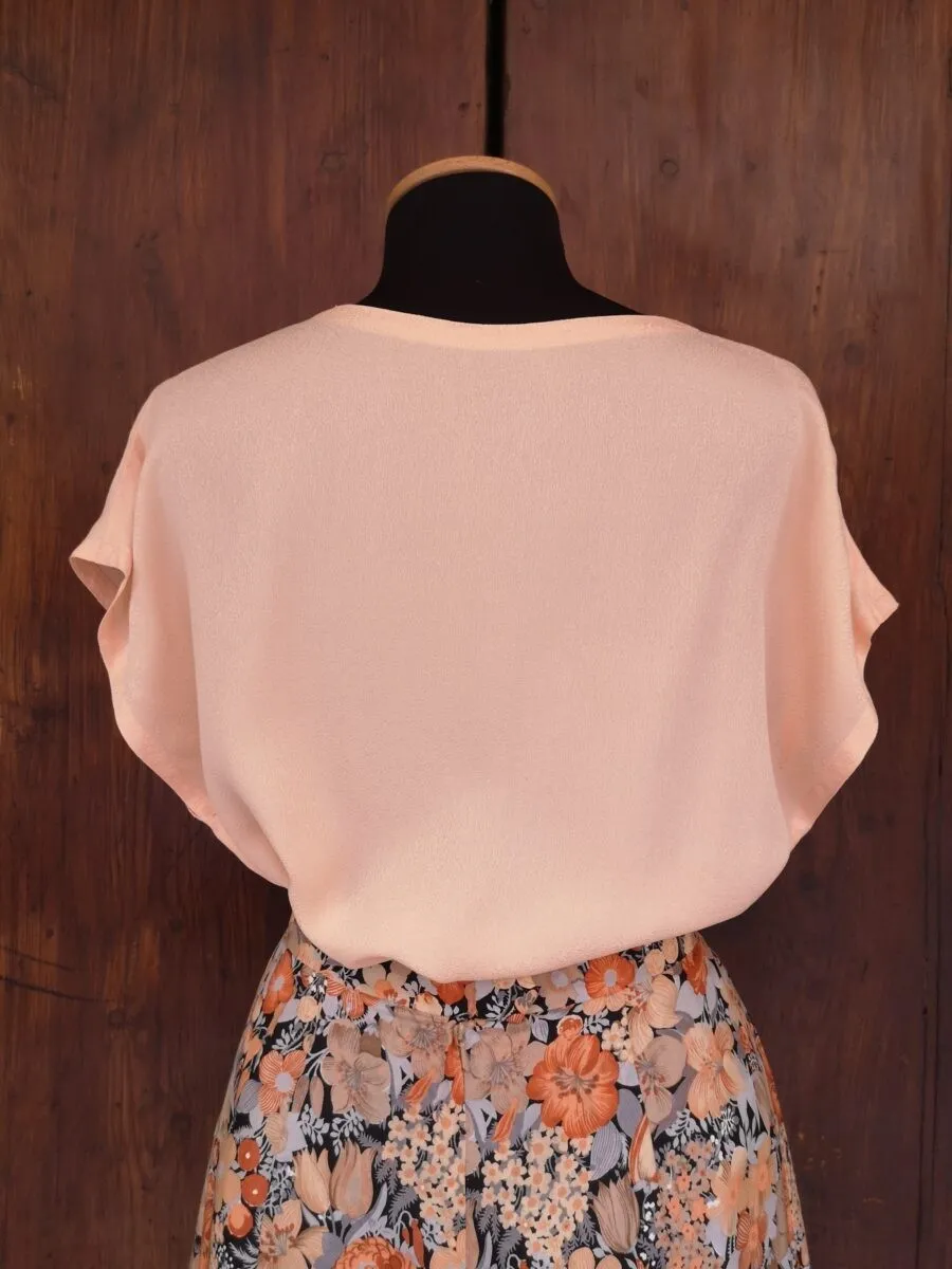 Top in seta rosa cipria