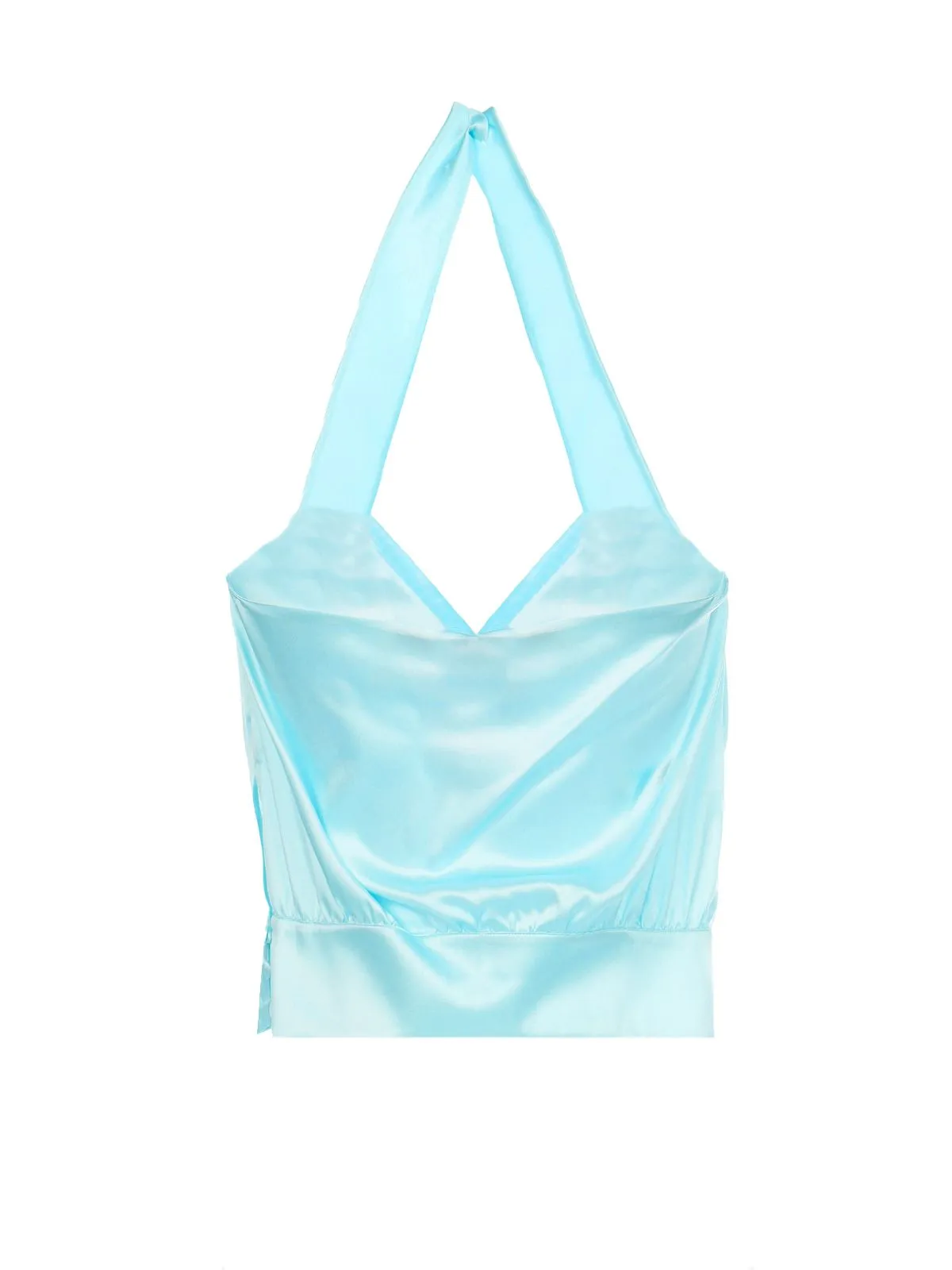 TOP "TRENEL" VERDE IN SATIN STRETCH DI SETA