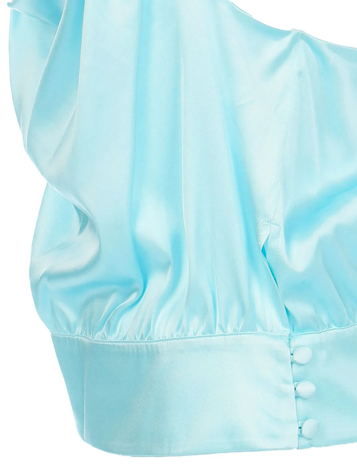 TOP "TRENEL" VERDE IN SATIN STRETCH DI SETA