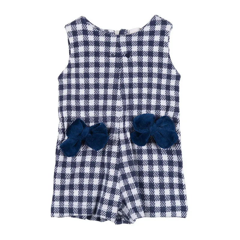 Tuta in pied de poule blu per neonata