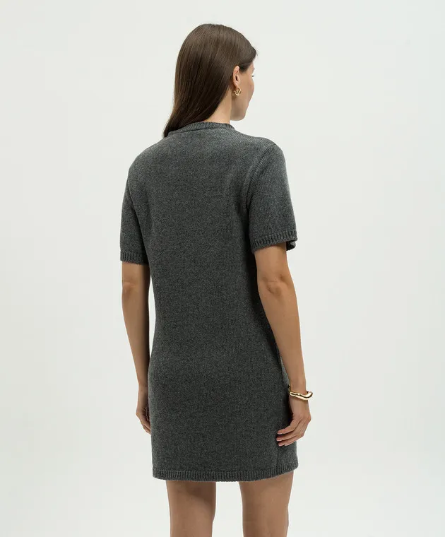 Valentino Mini abito in lana grigia con logo VLogo Signature 5B3KC57W8N2