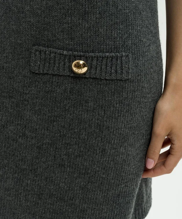 Valentino Mini abito in lana grigia con logo VLogo Signature 5B3KC57W8N2