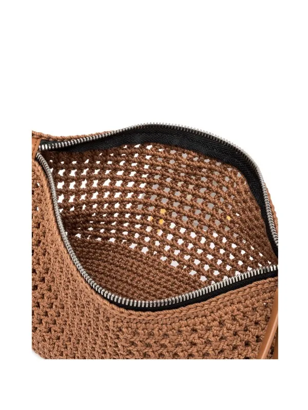 Victoria leather clutch bag in crochet fabric