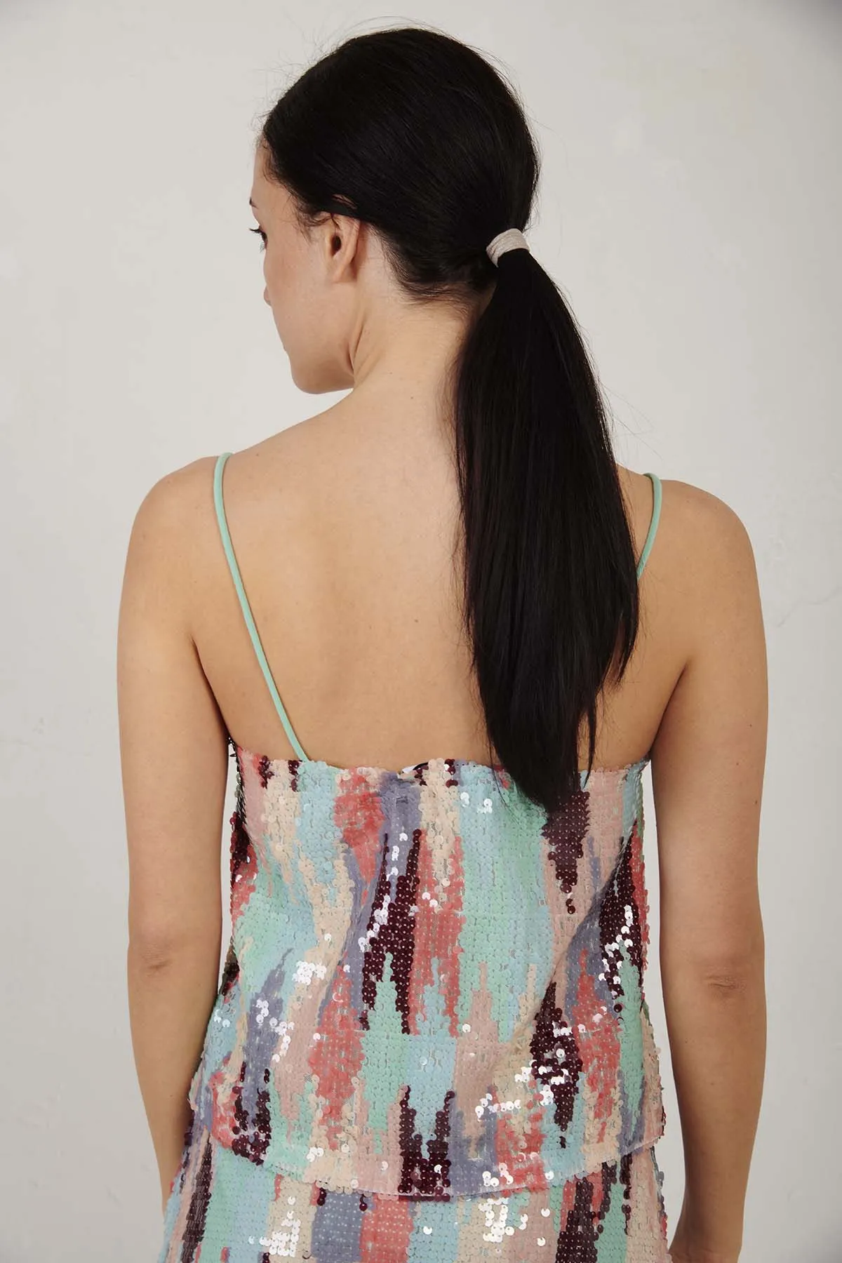 WEILI ZHENG top di paillettes multicolore