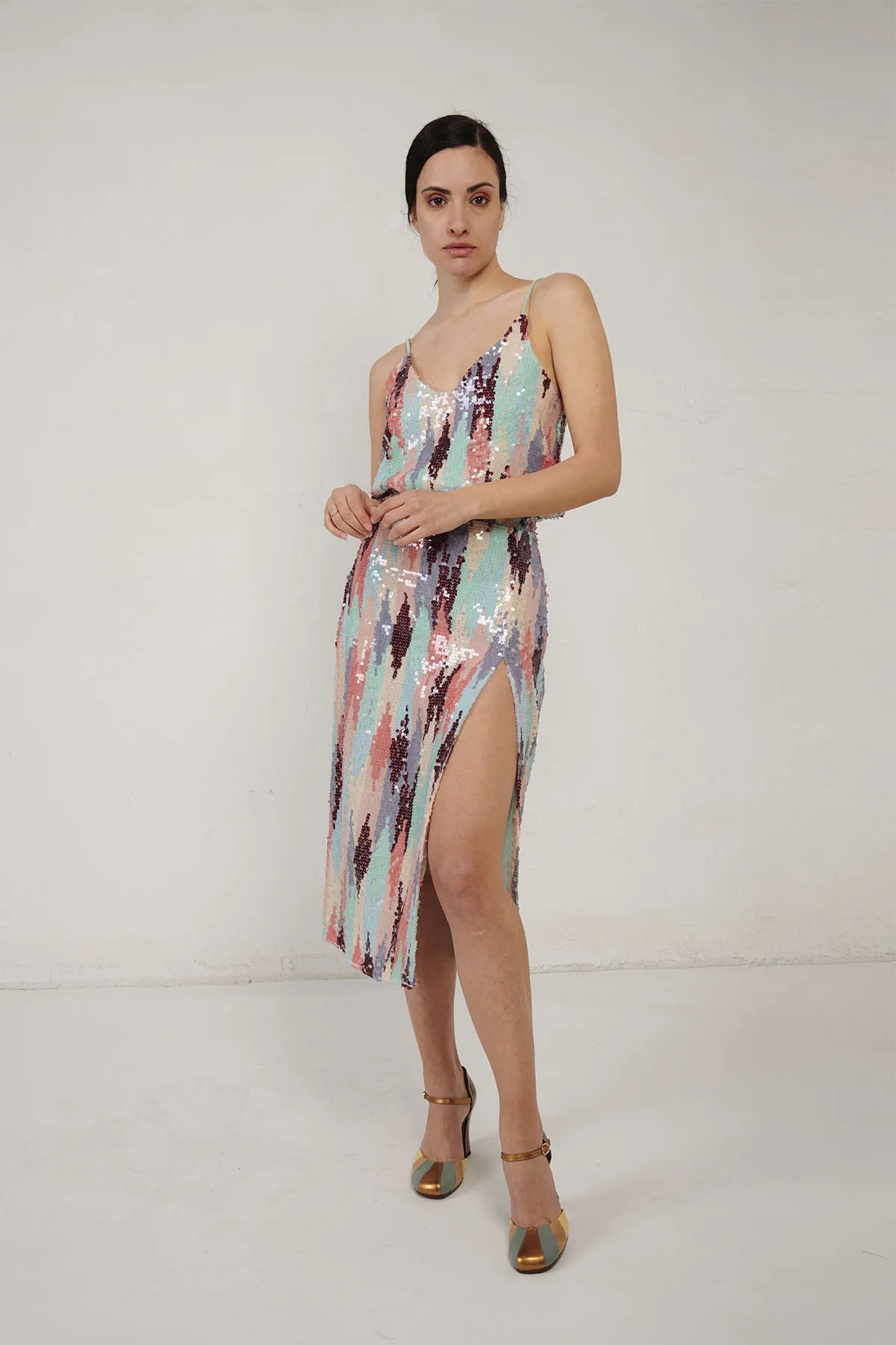 WEILI ZHENG top di paillettes multicolore