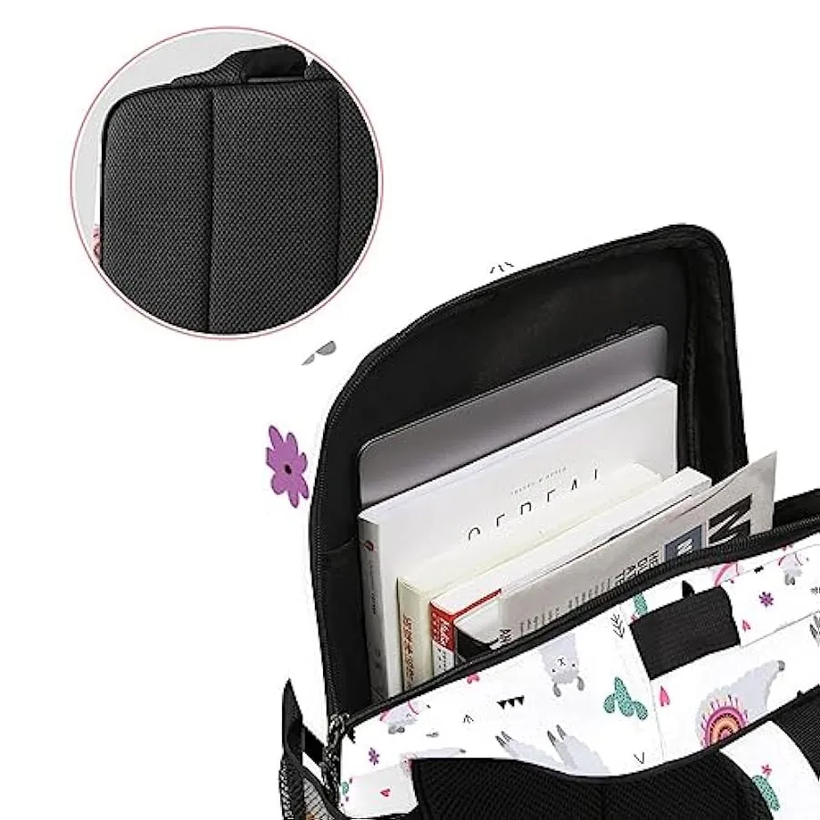 Zaino da donna per college,borsa da viaggio zaino classico,cactus simpatico lama grigio,Zainetto casual leggero 142105145