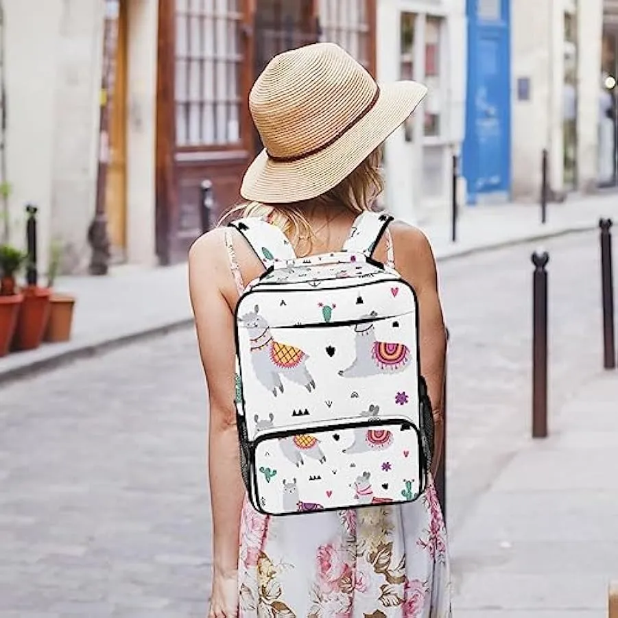 Zaino da donna per college,borsa da viaggio zaino classico,cactus simpatico lama grigio,Zainetto casual leggero 142105145